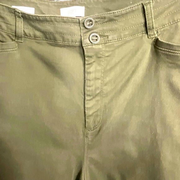 Loft Curvy High Rise Straight Leg Pants in Olive Green - Picture 9 of 10